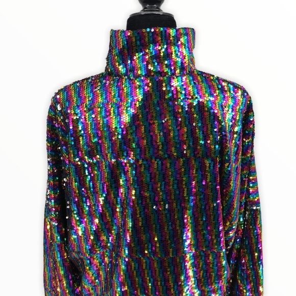 ASOS Rainbow Stripe Sequin Pullover with Pouch - Picture 5 of 14